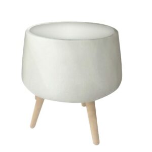 Pot MGO rond blanc sur pattes en bois