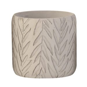 Pot en ciment avec motif de feuille